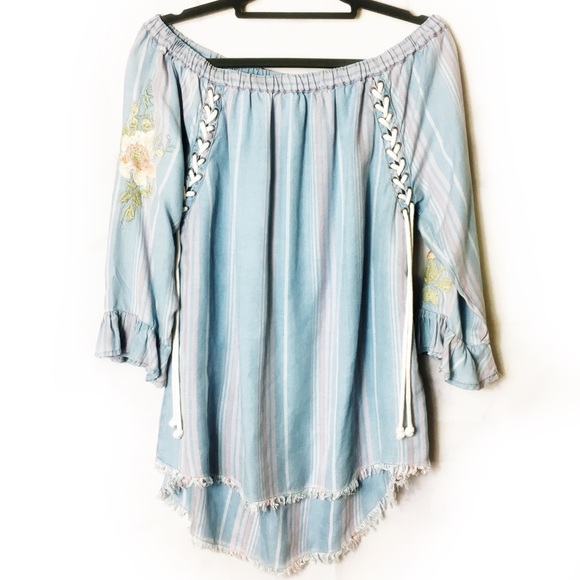 Standard Grace Tops - Standard Grace Pastel Tassel Raw Hem Top